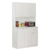 Basicwise Wooden Kitchen Pantry Storage Cabinet with Drawer, Doors and Shelves, White QI004411L